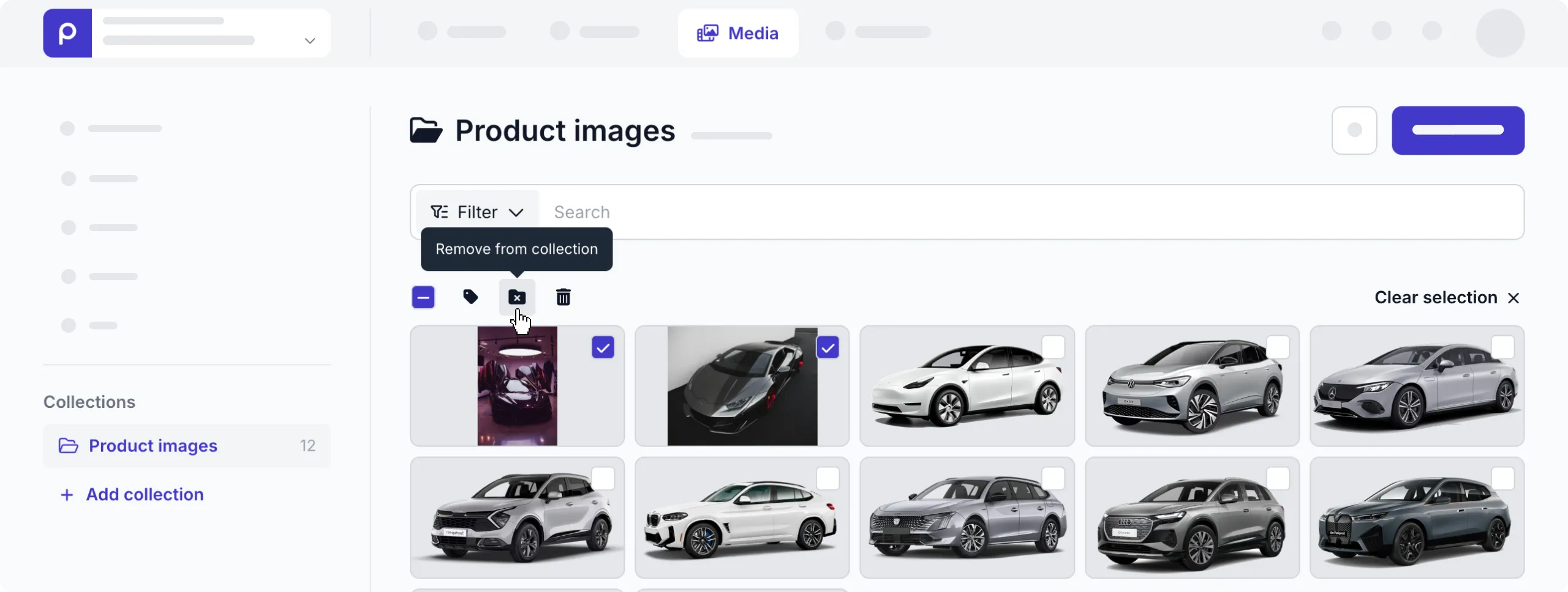Remove multiple assets from a collection