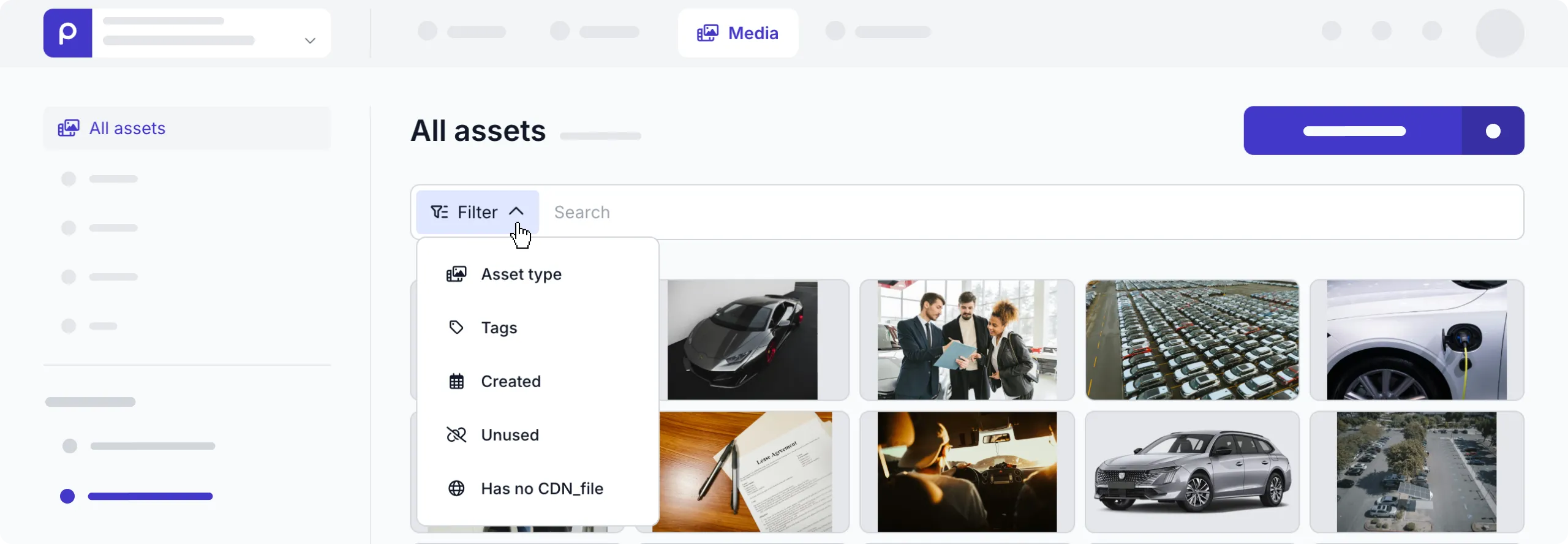 Filter and search assets