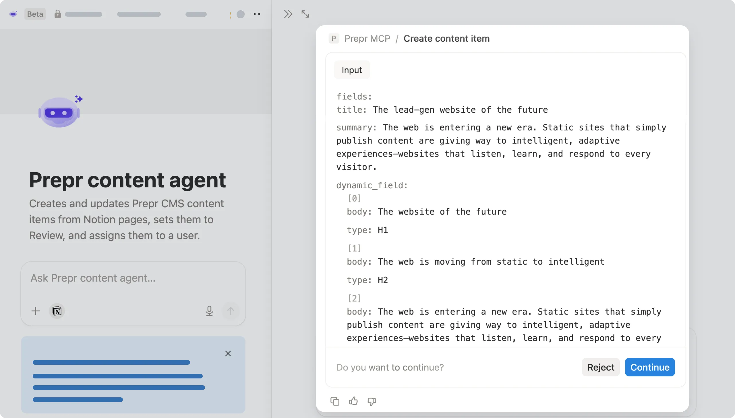example AI agent chat
