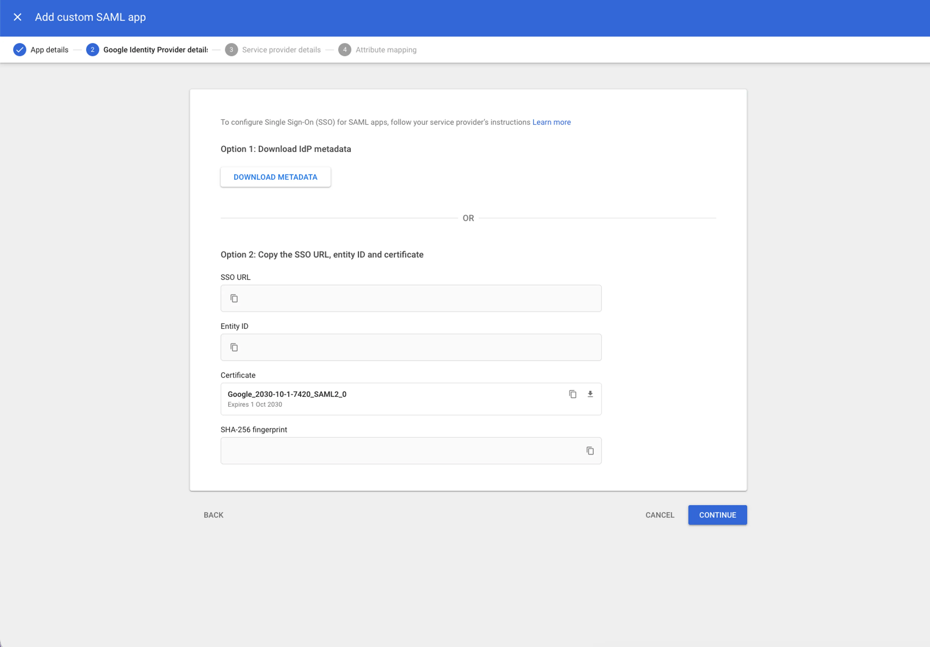 Google Workspace app - Download button