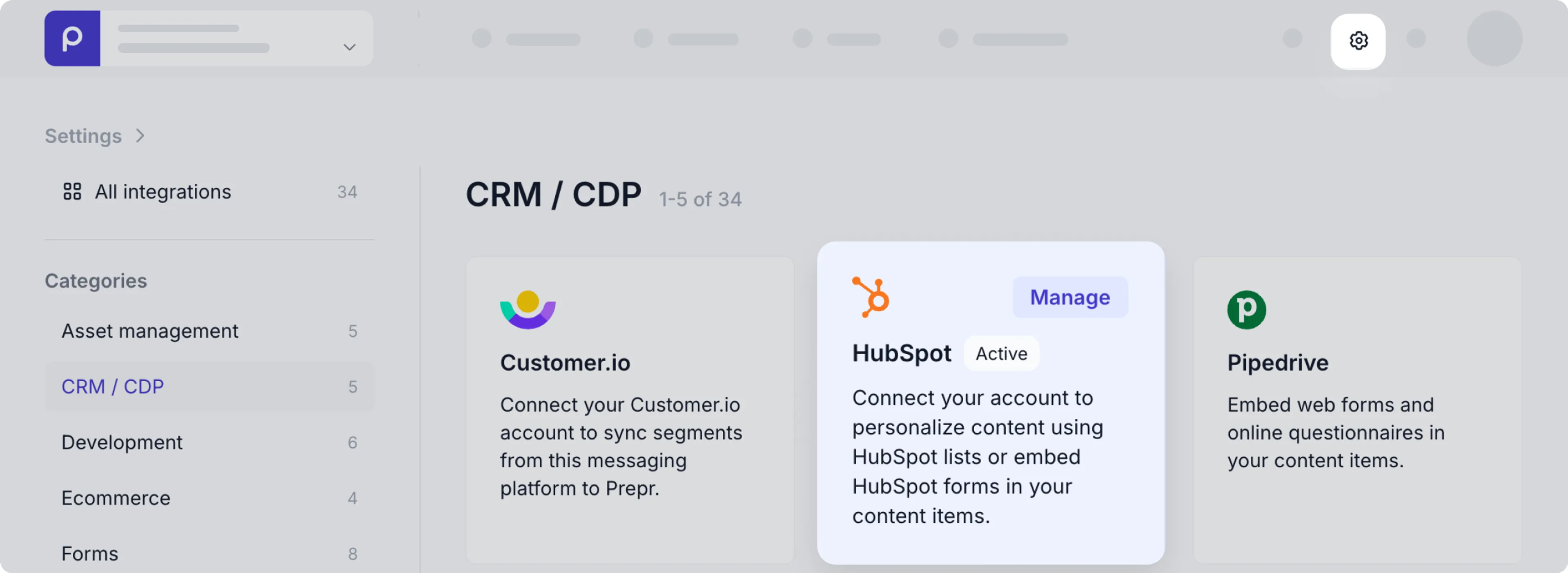 Active HubSpot integration