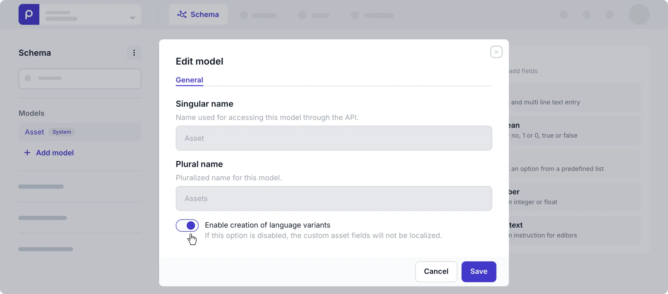 Asset model - localization