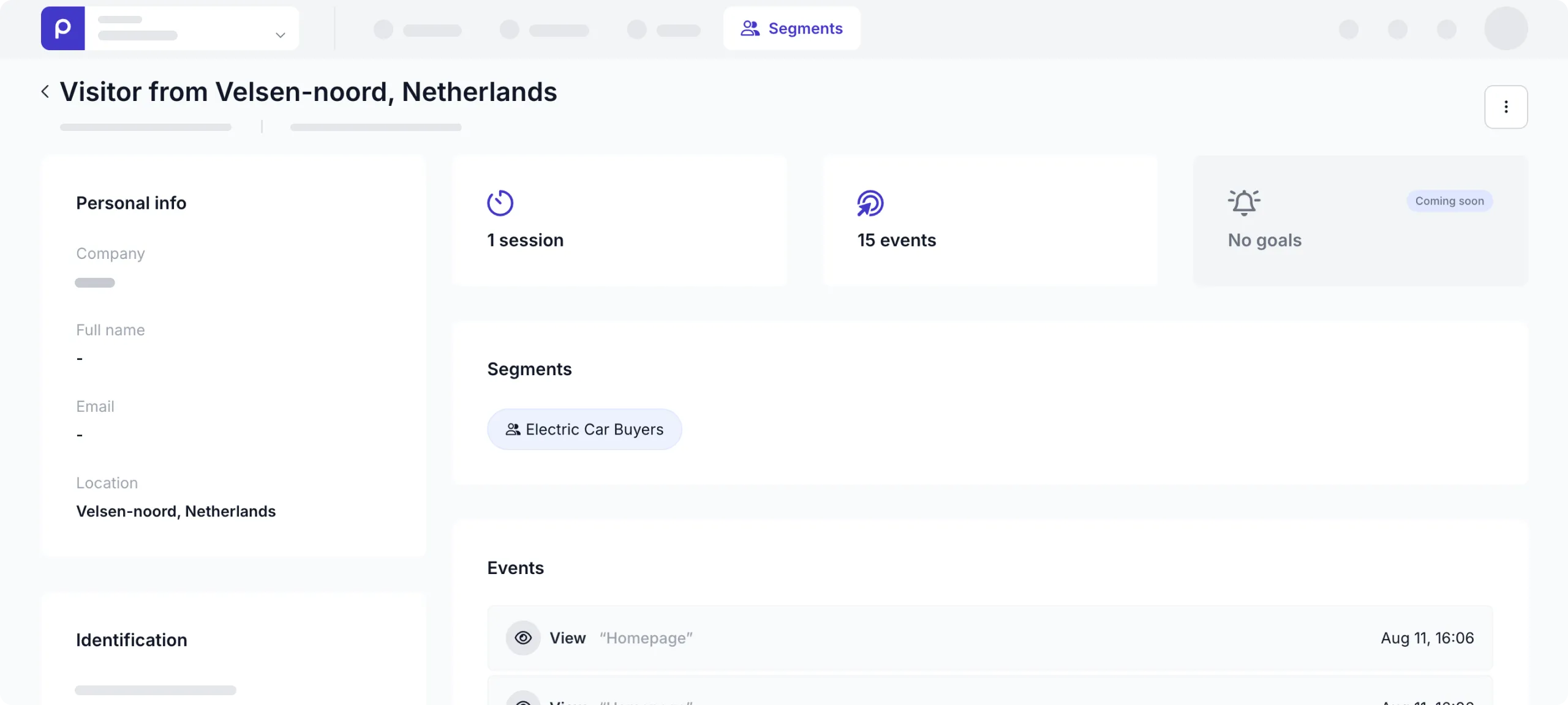 Example visitor with events