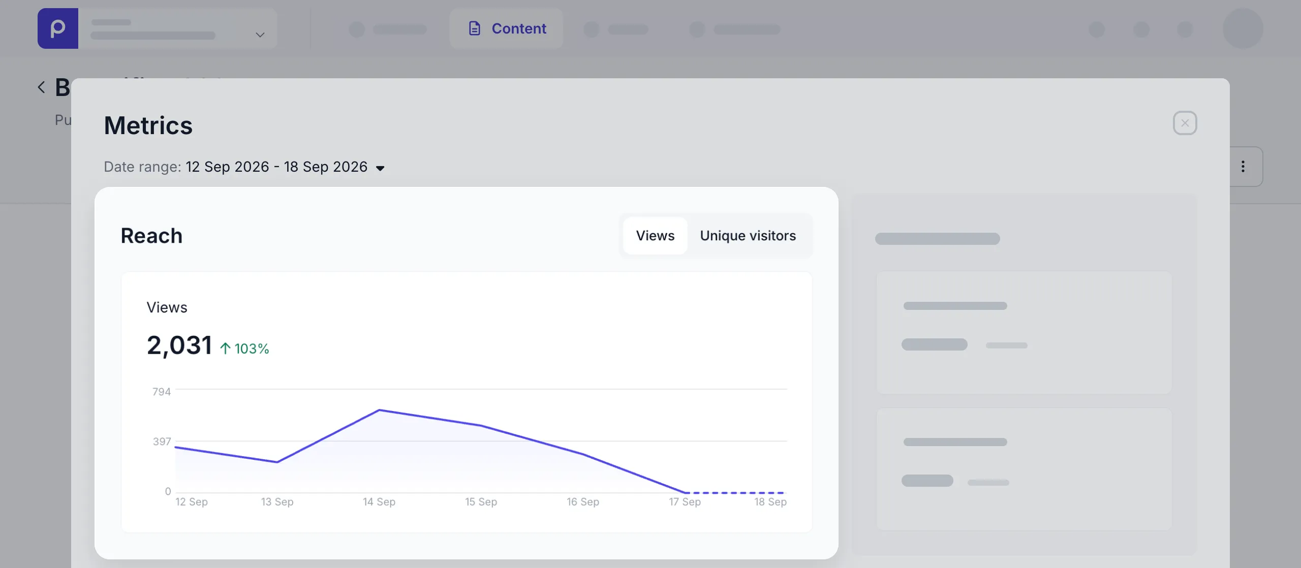 Content metrics reach example