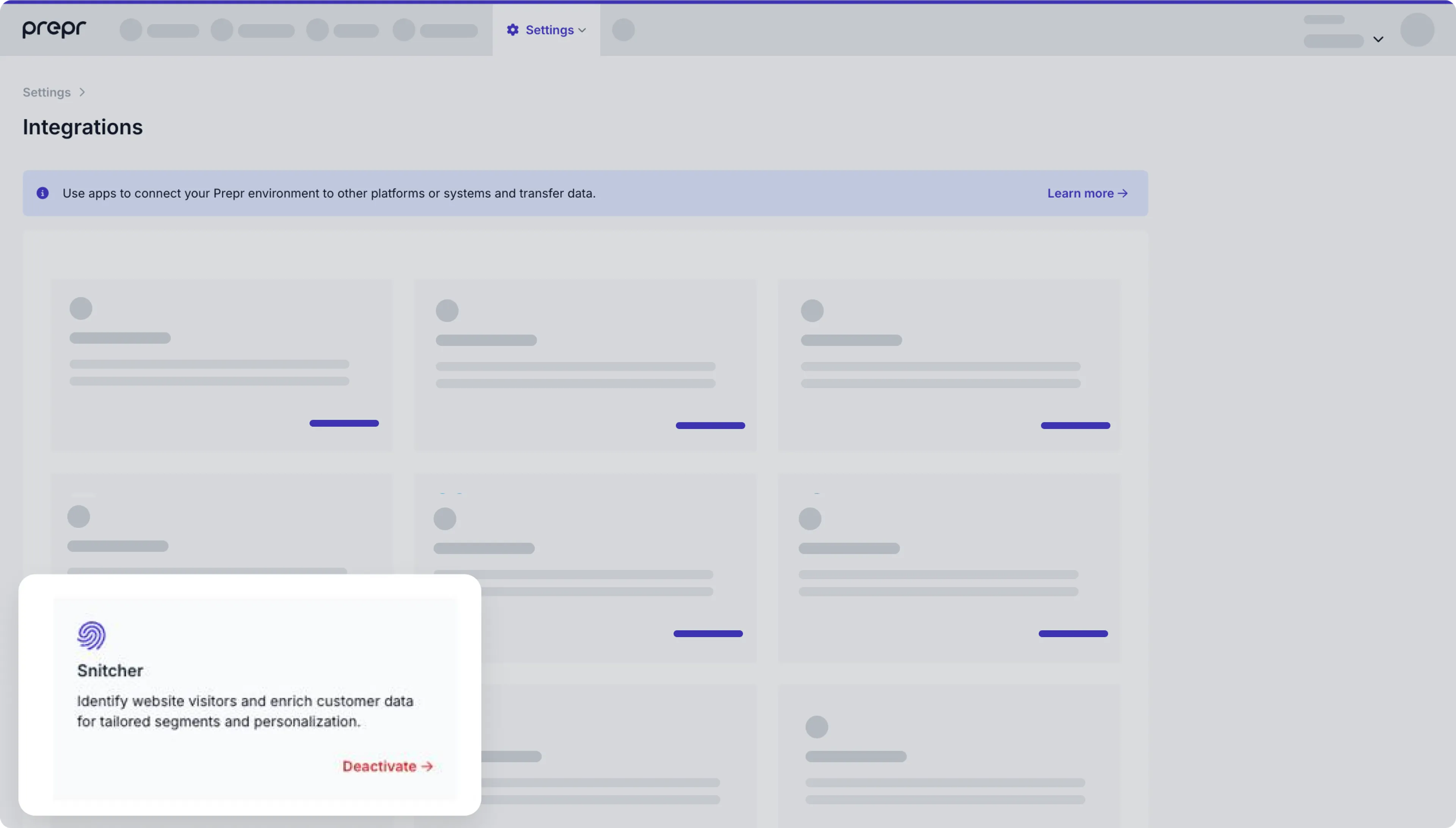 Snitcher app in Prepr