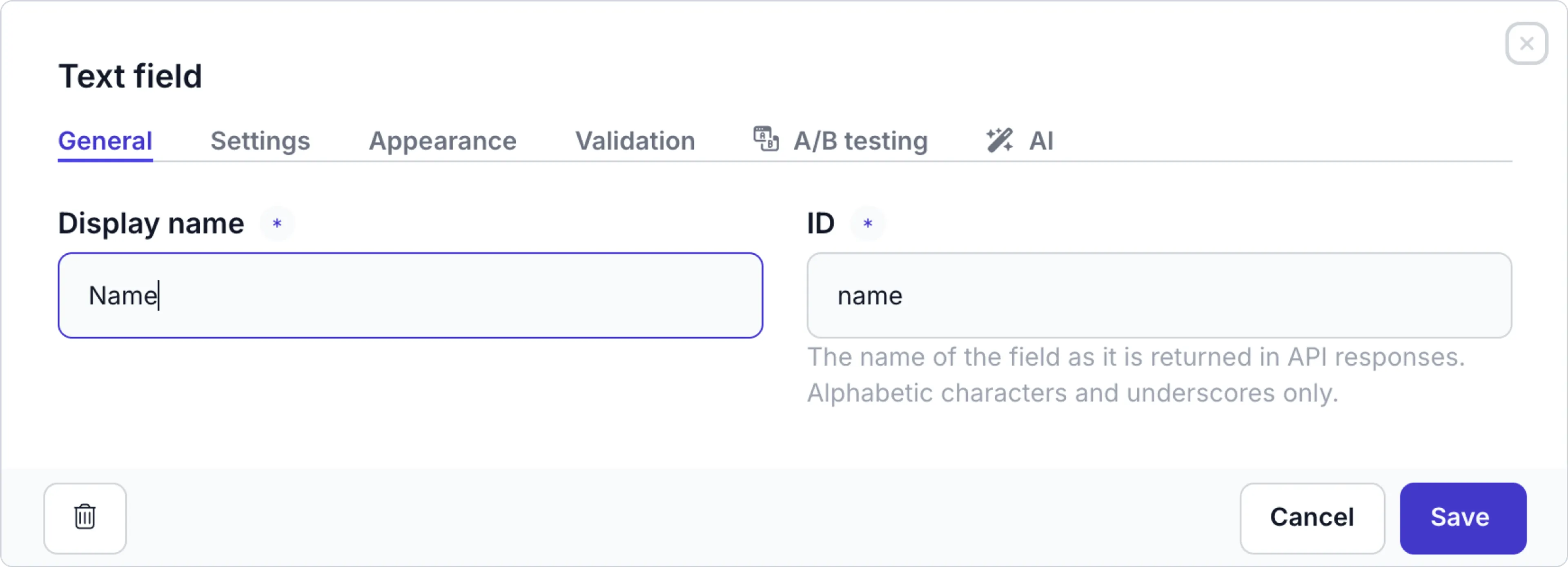 basic field general settings