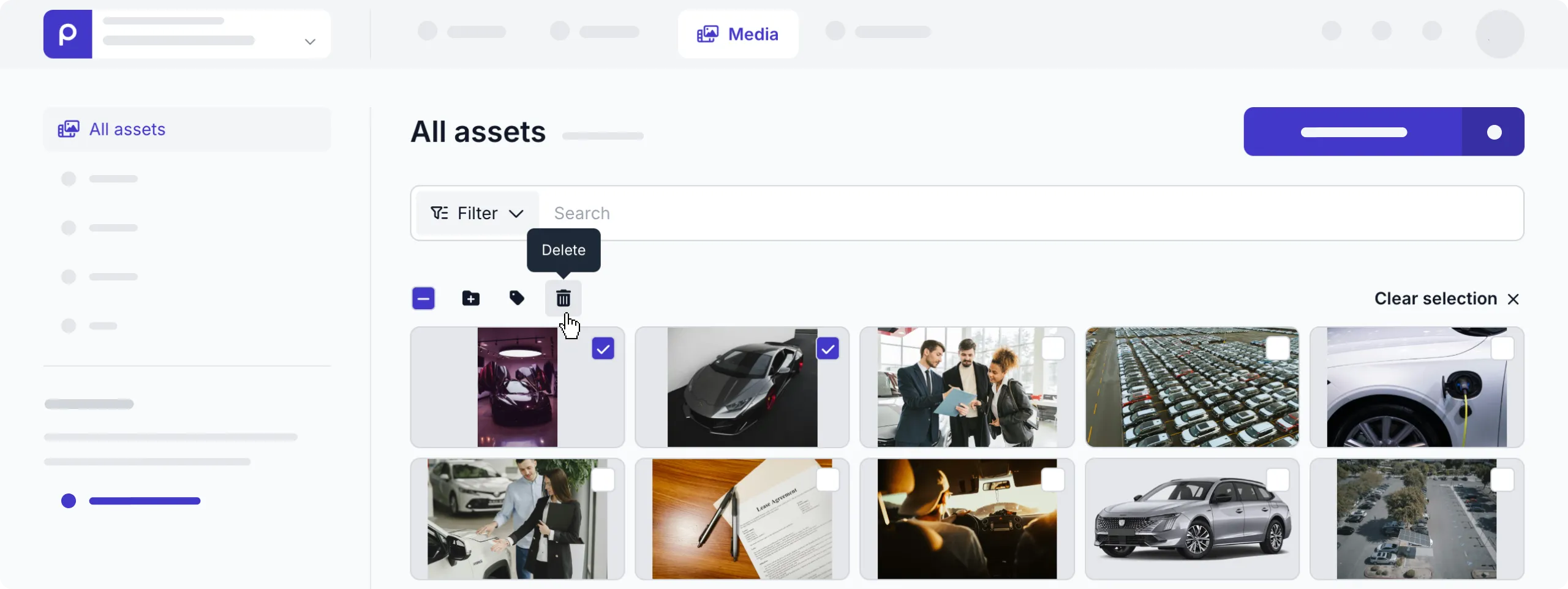 delete multiple assets