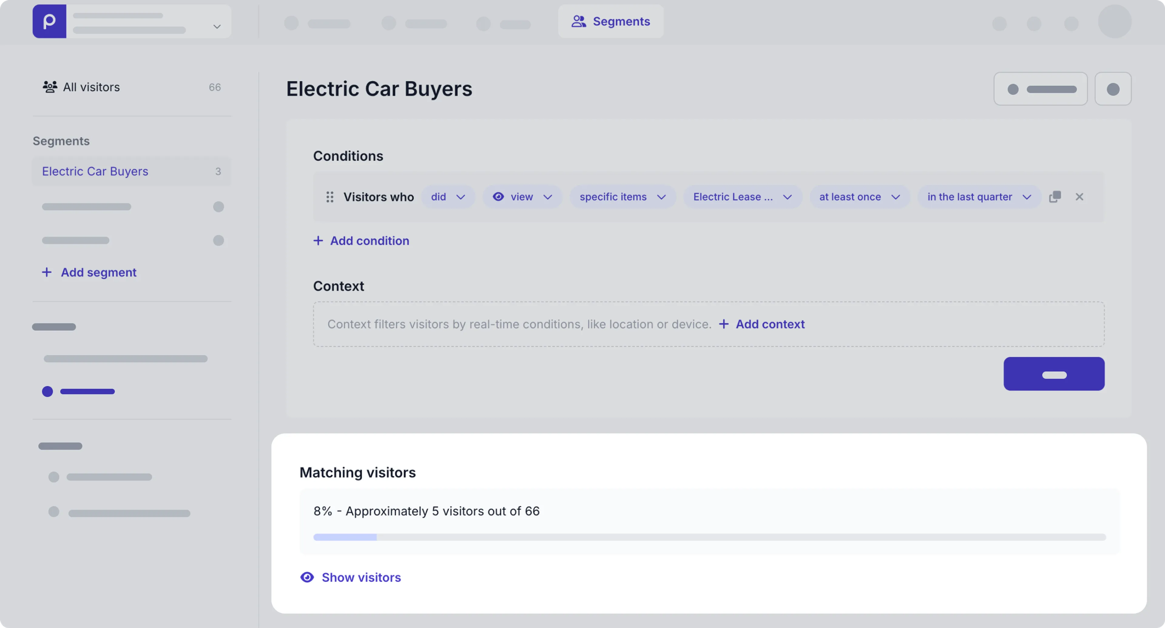 Electric Car segment visitors