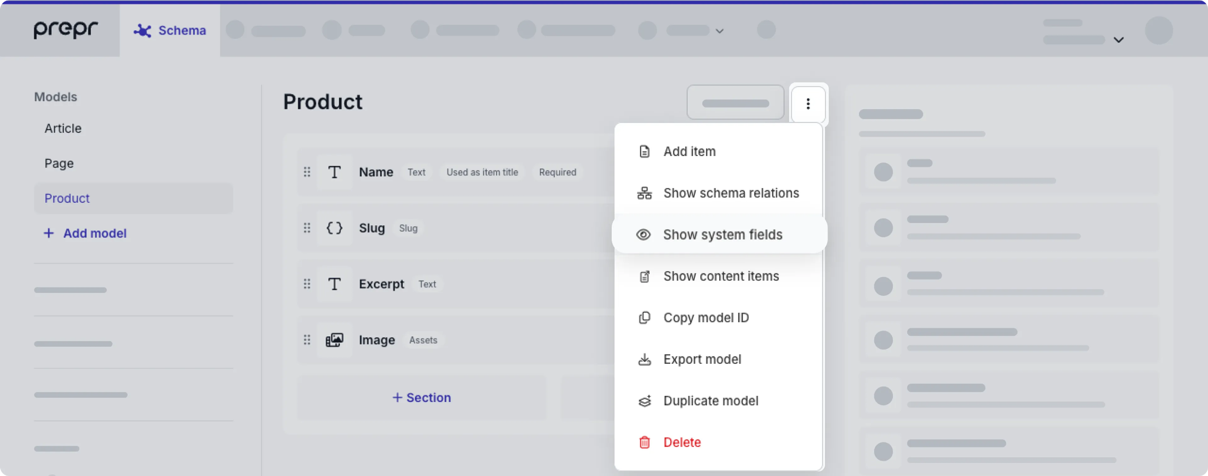 view system fields