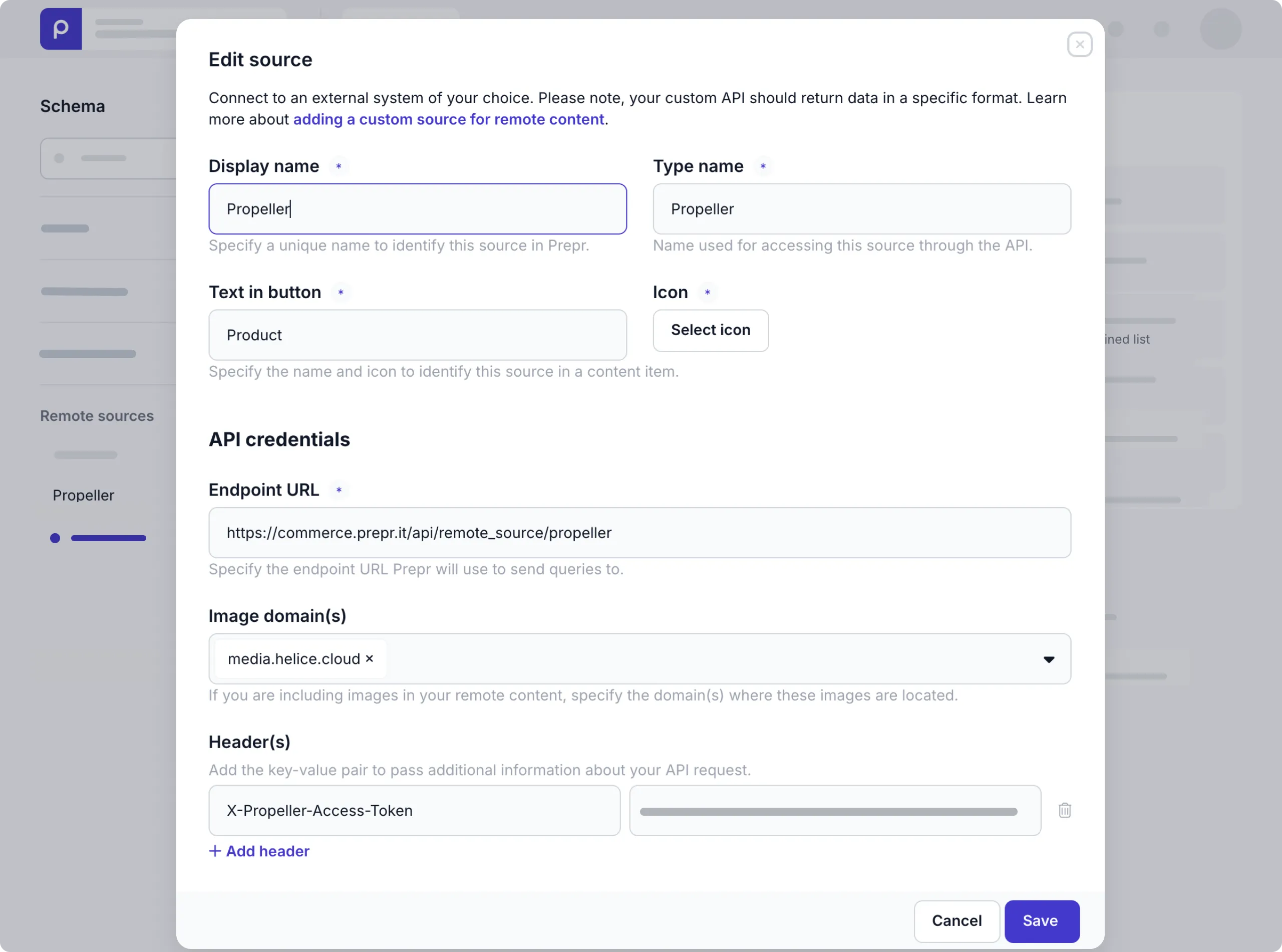 Propeller remote source