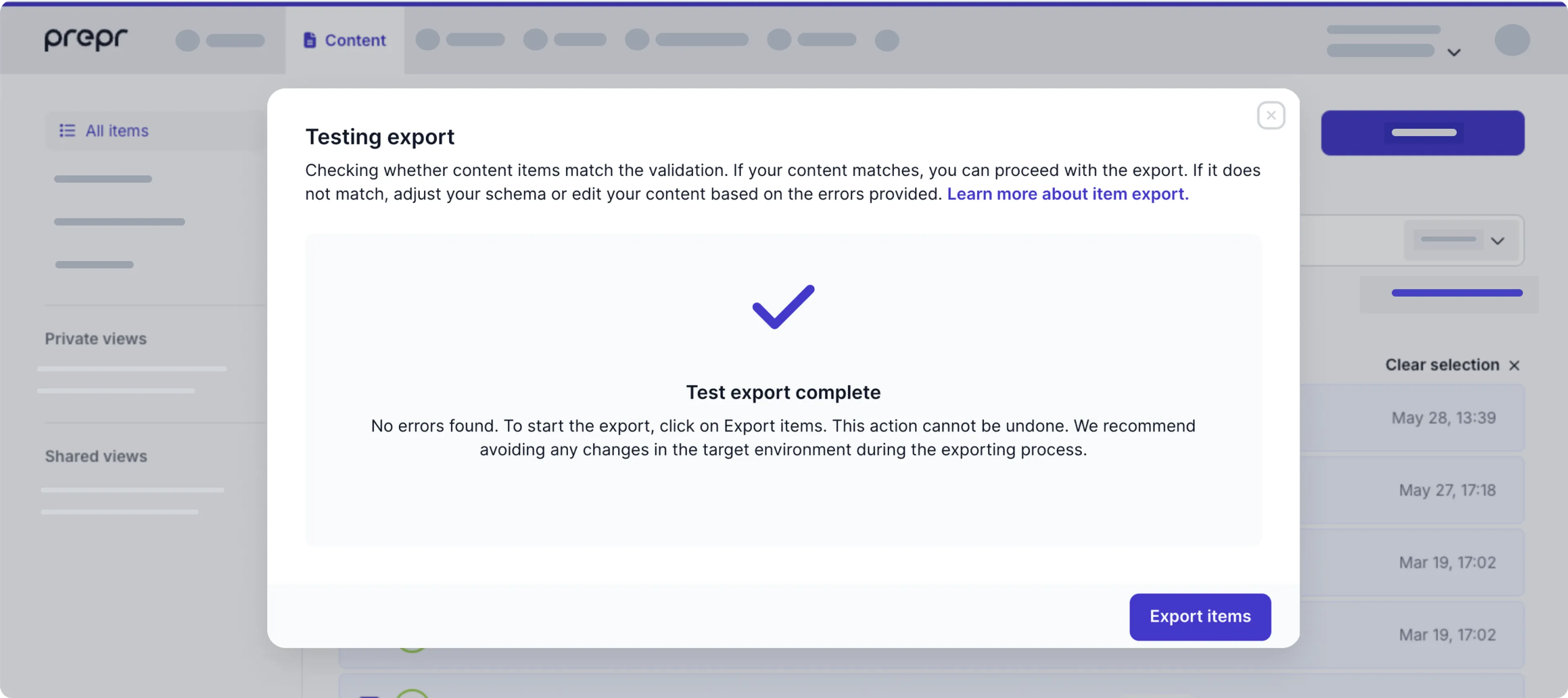 Test export complete