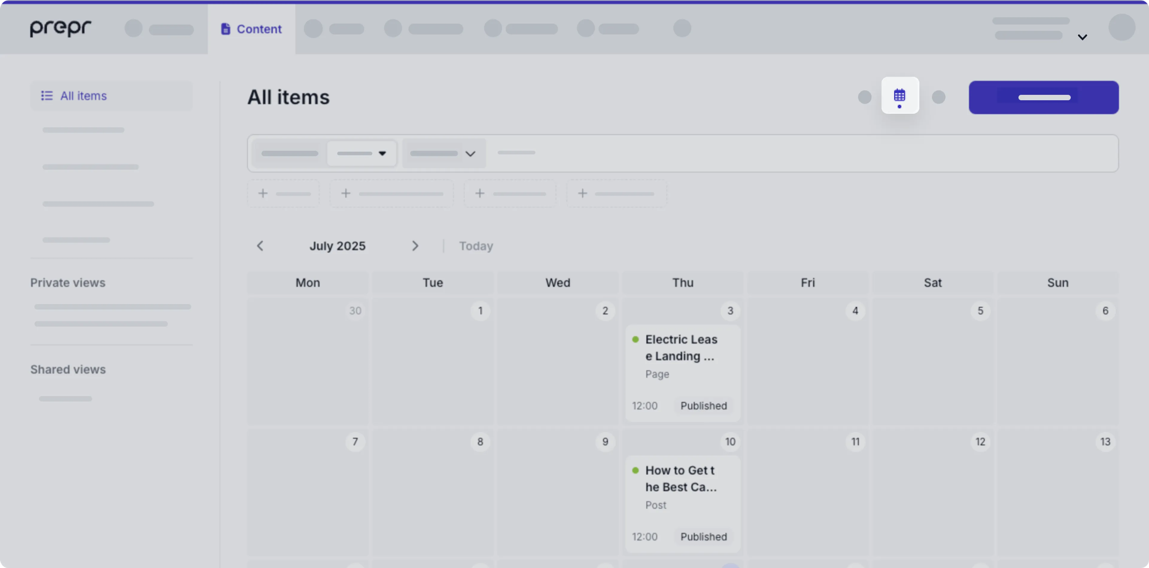 Calendar view