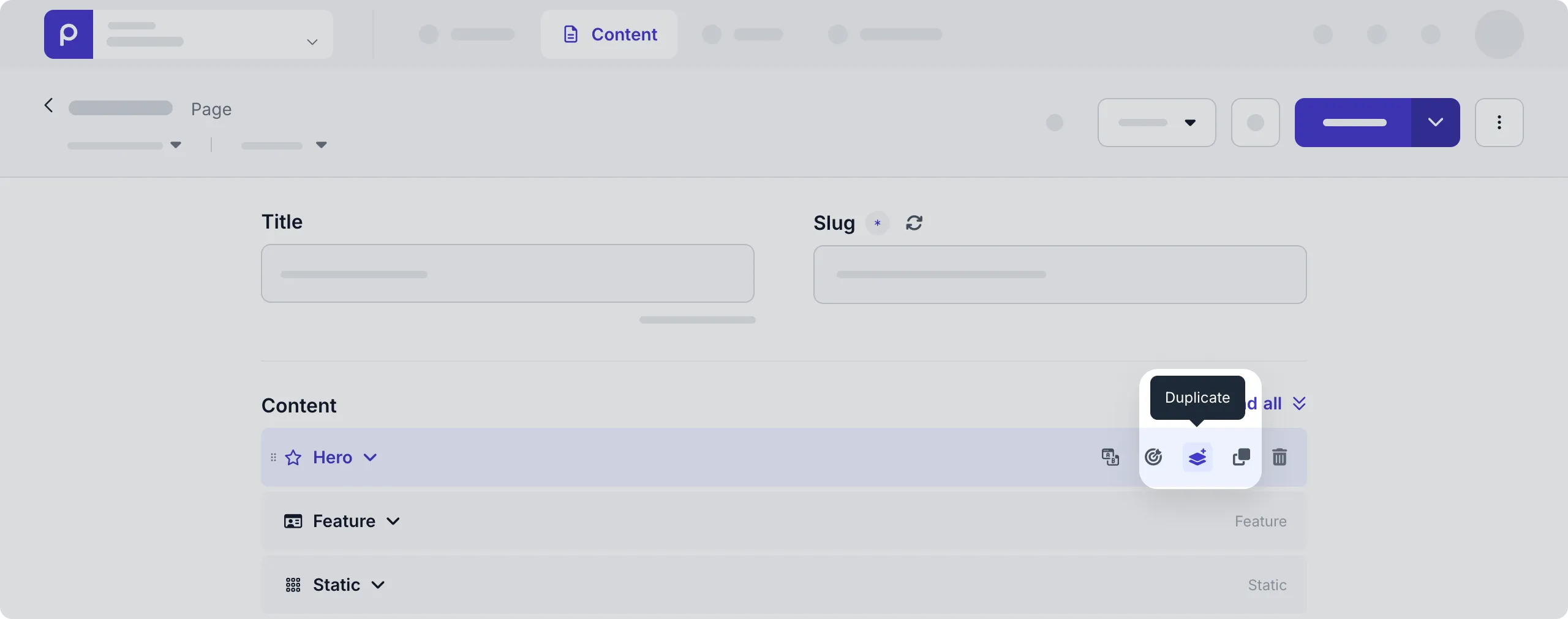 Duplicate action in stack