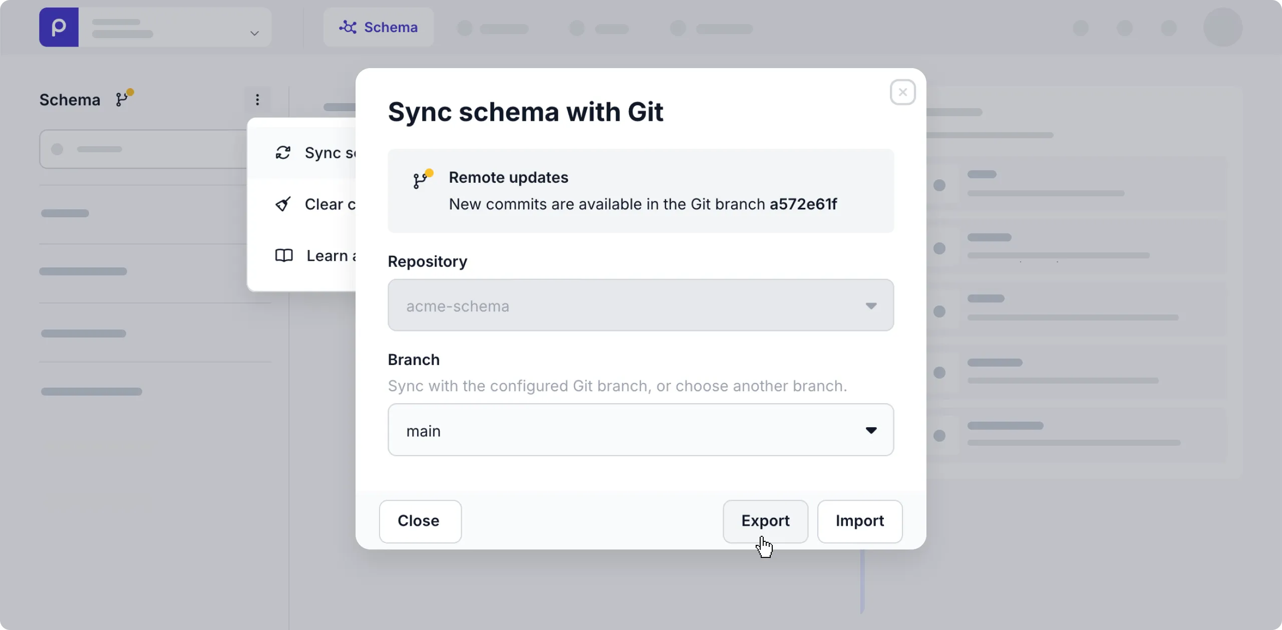 How to sync schemas between different Prepr environments – Prepr docs