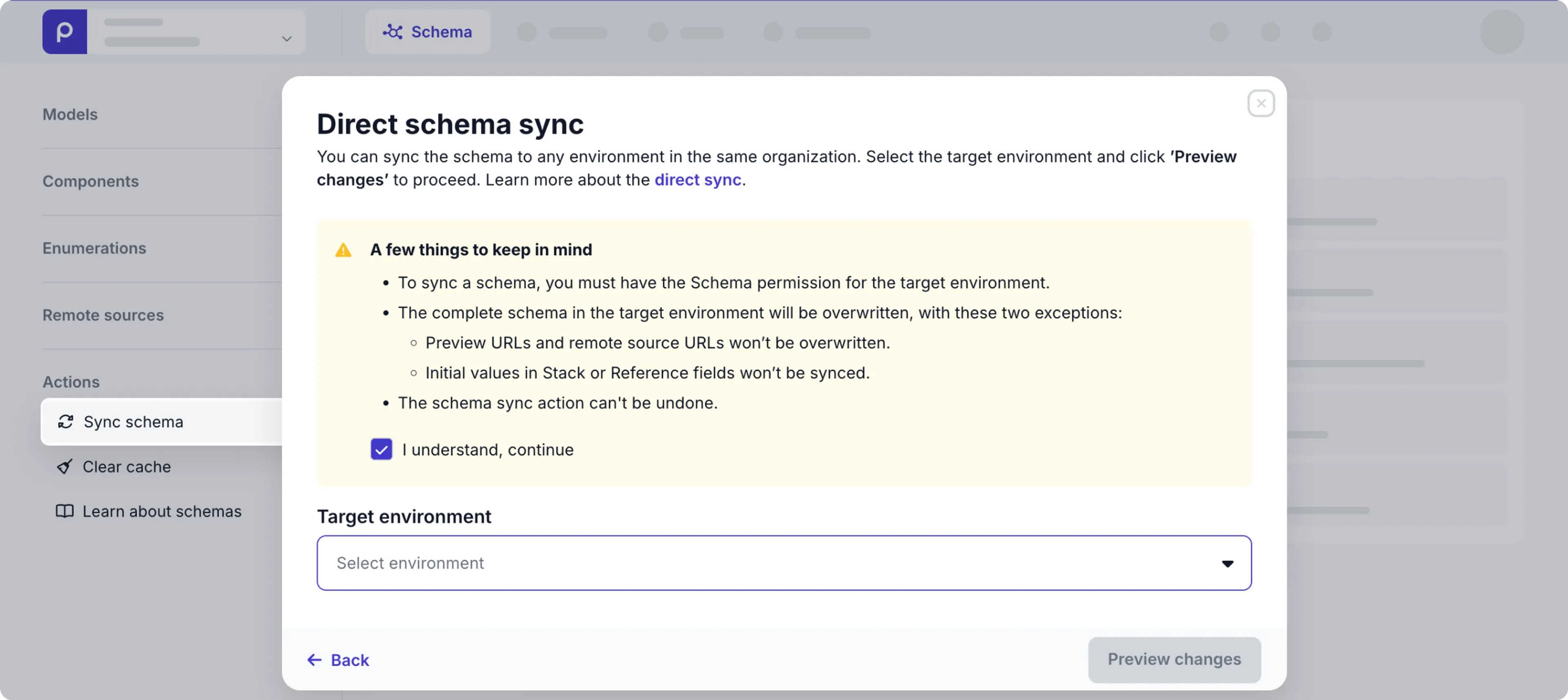 Direct schema sync