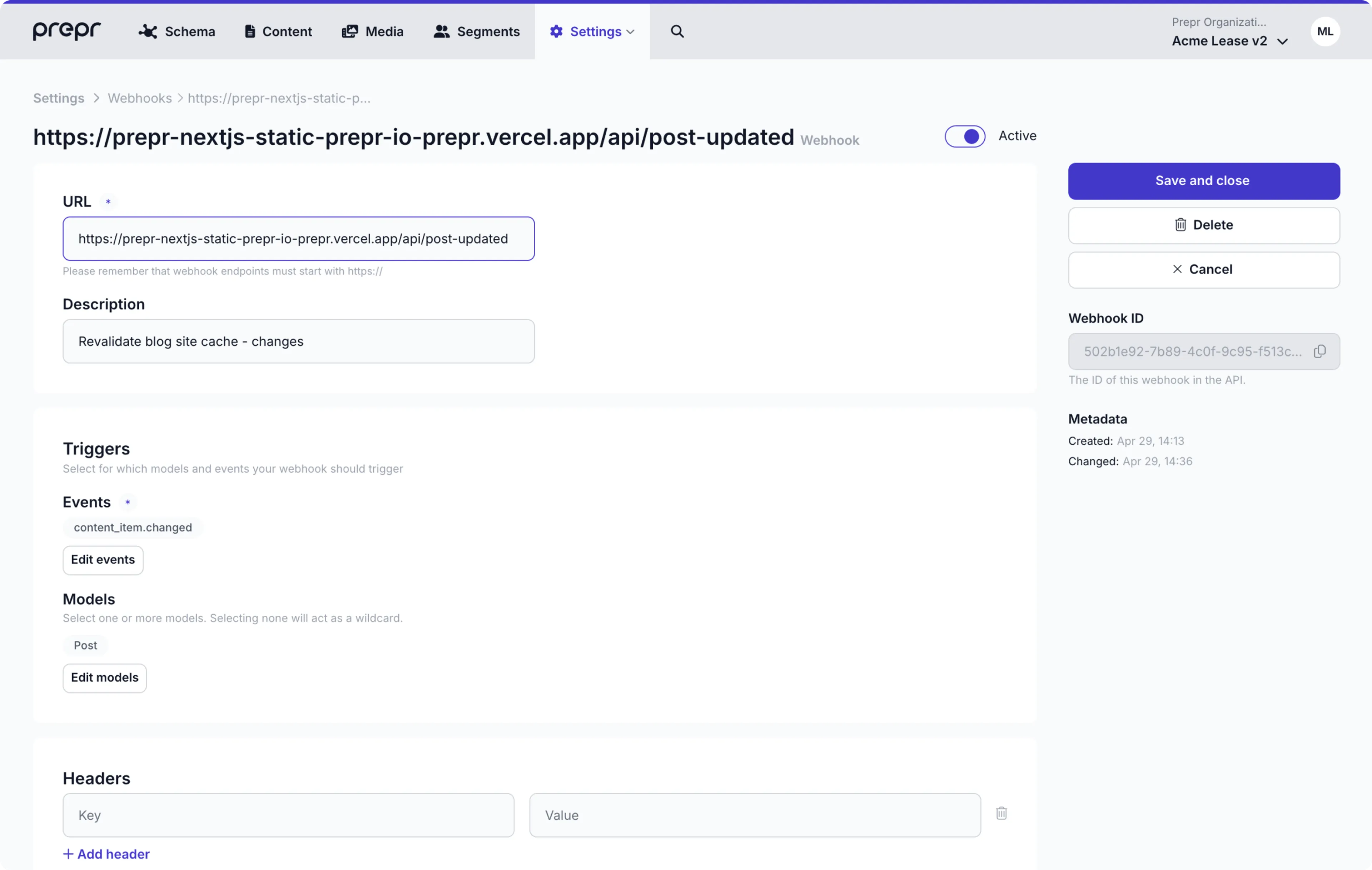 Example webhook - changed content
