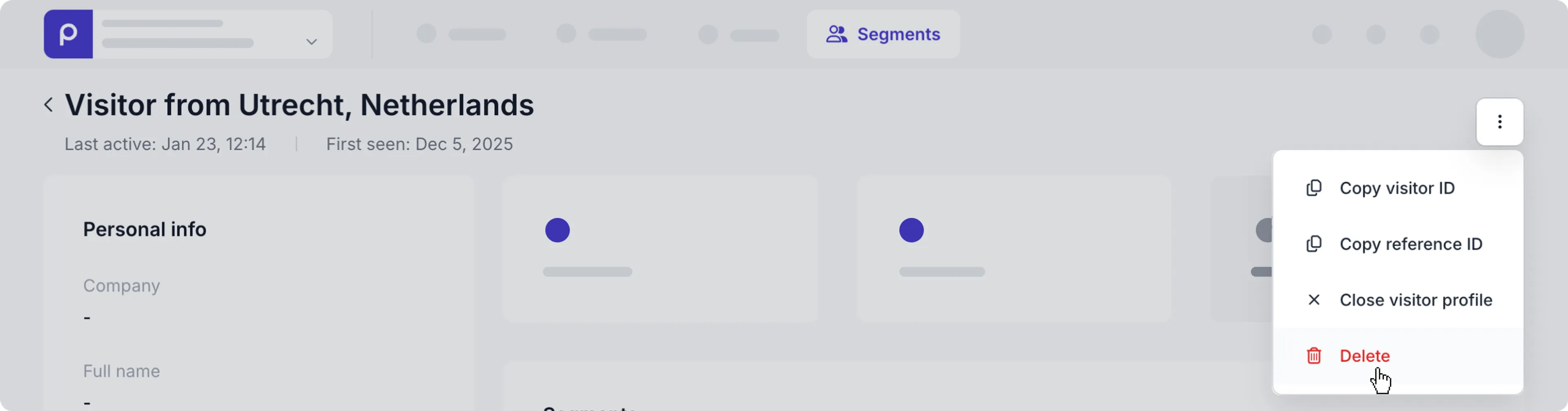 Delete visitor in detail page