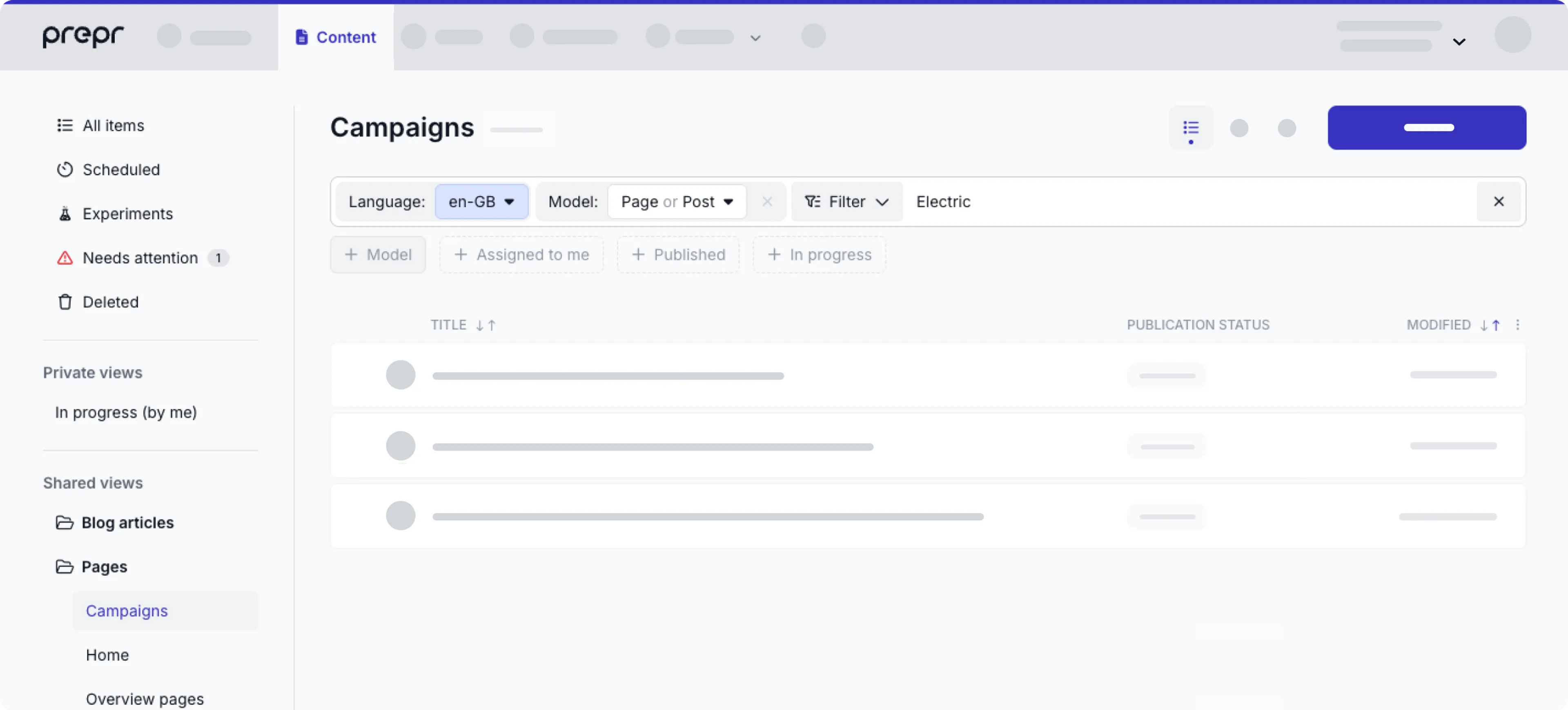 content list views example