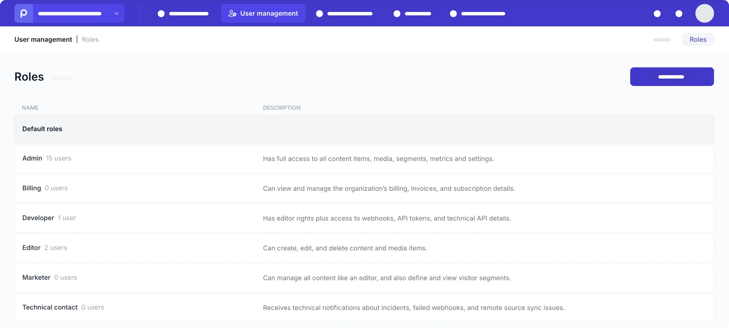 List of roles