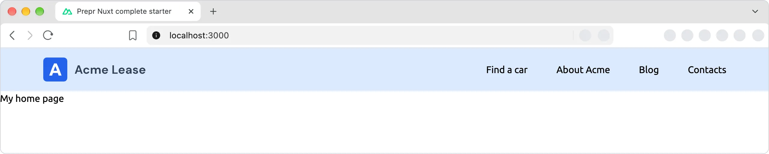 Update page with navigation bar