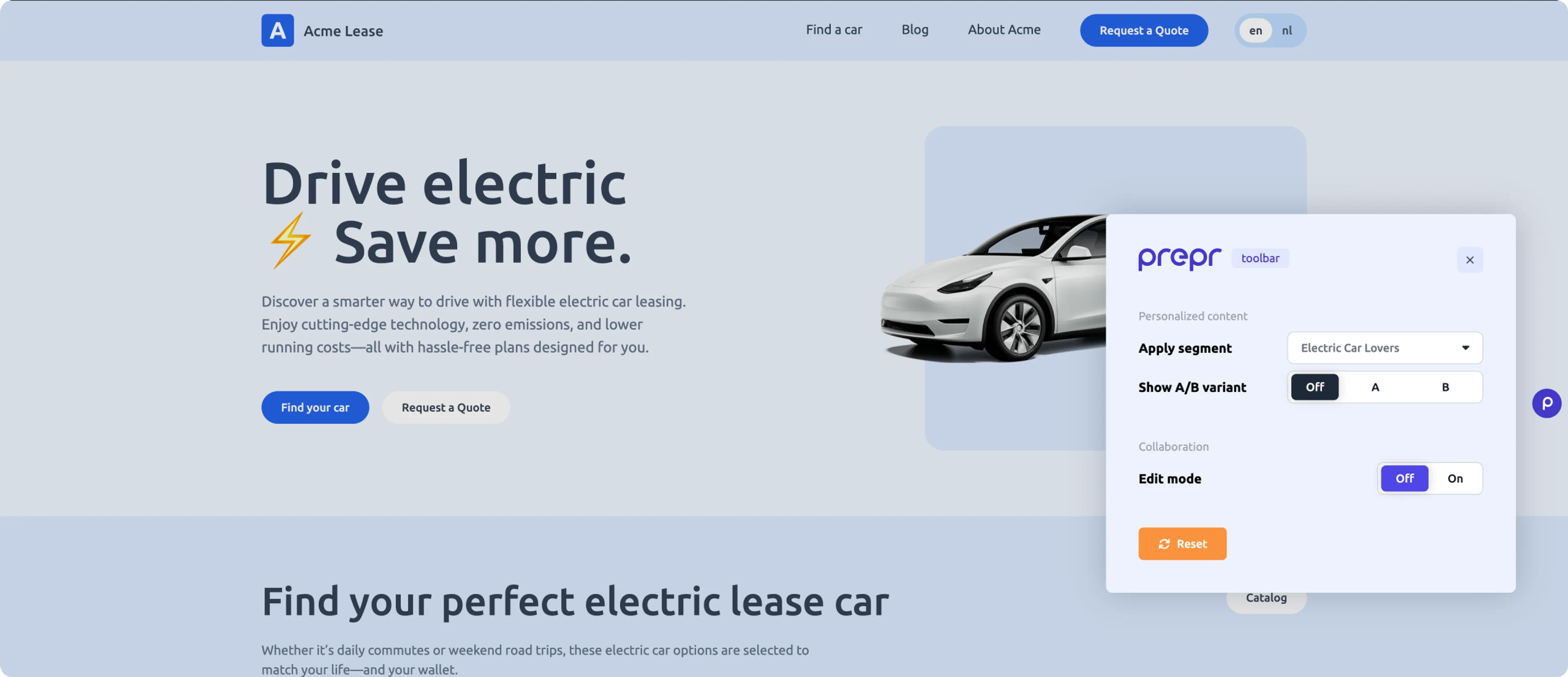 preview bar - electric car segment