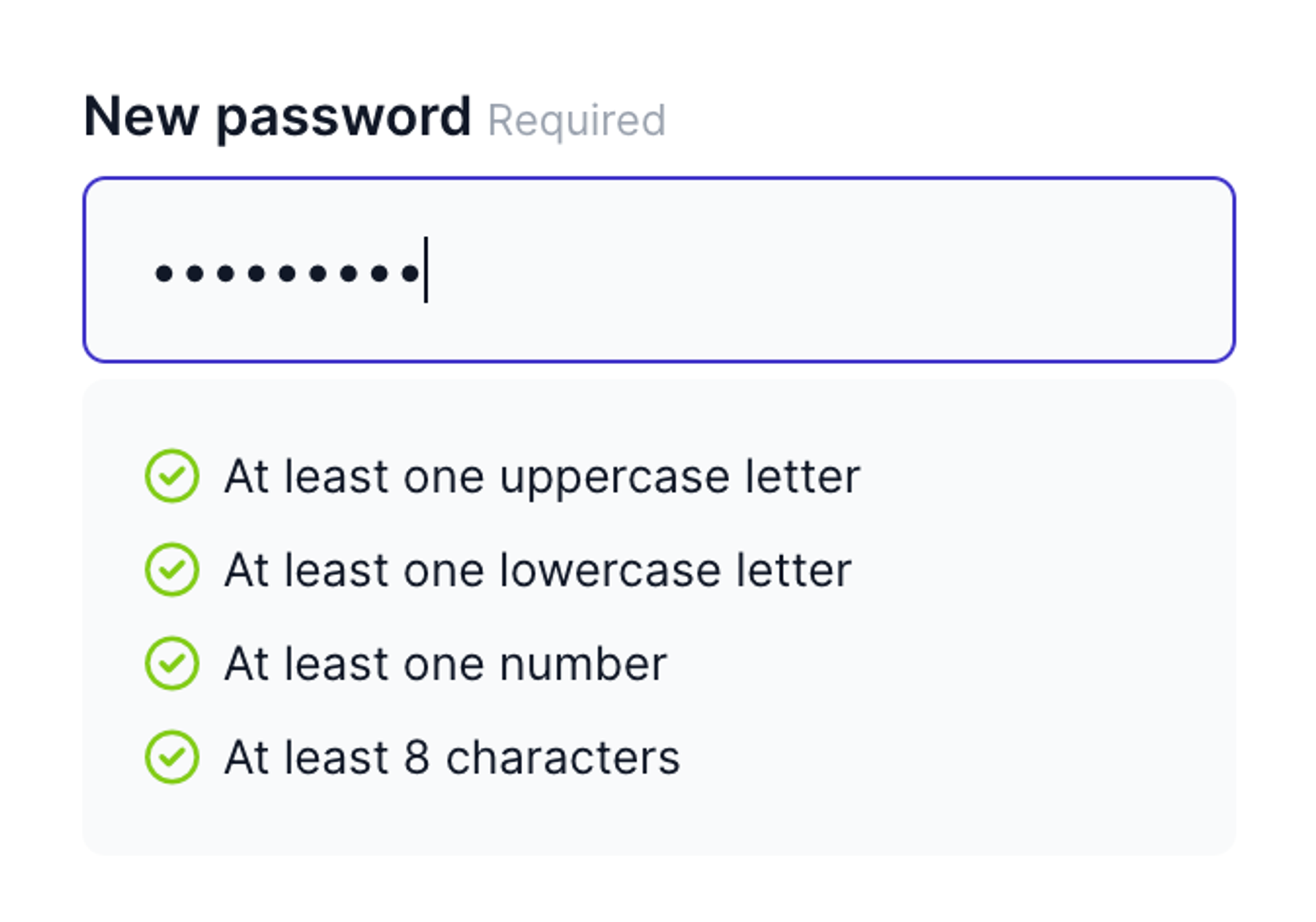 Strong password criteria
