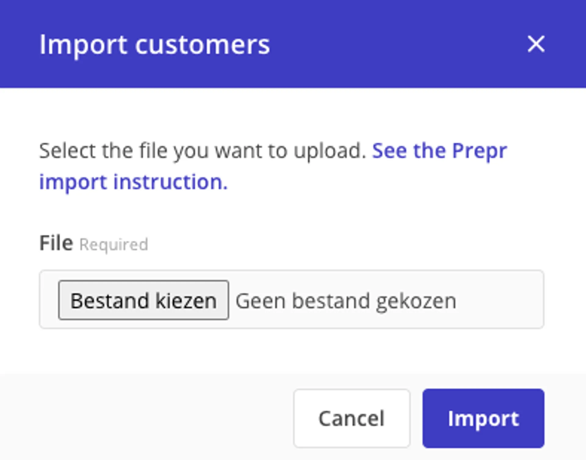 Import customers modal