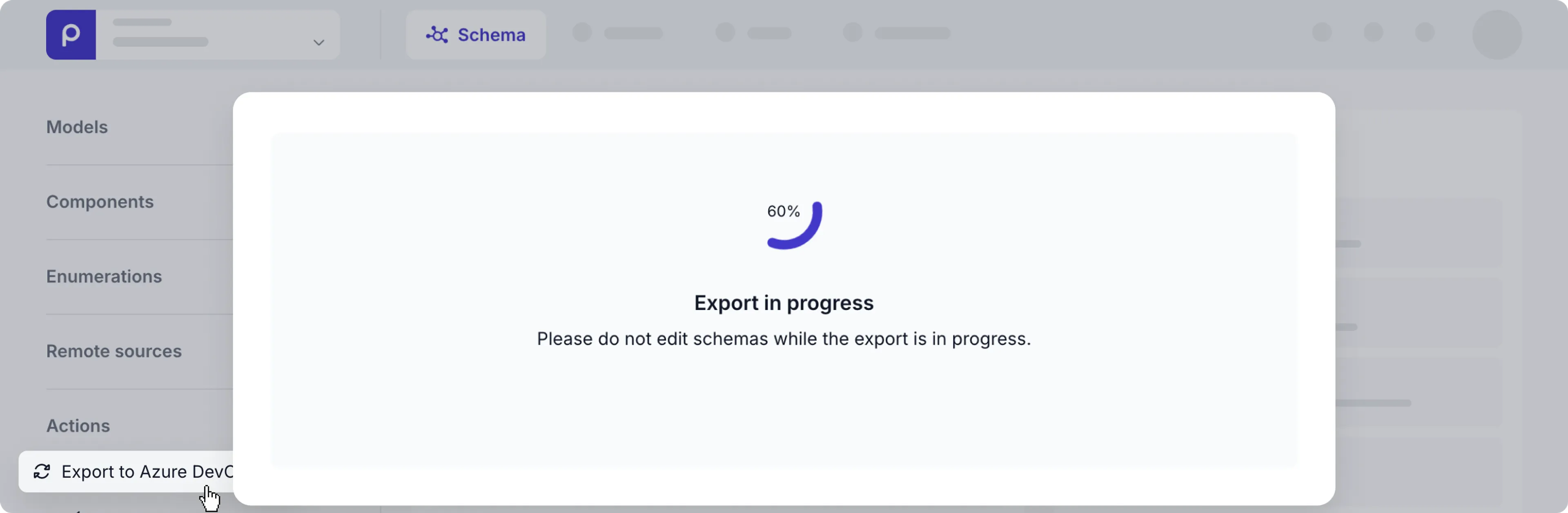 Azure DevOps Export in progress